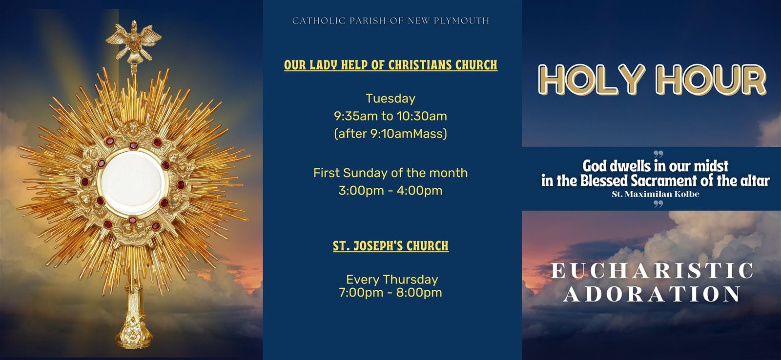 Holy Hour and Eucharistic Adoration schedule for the parish